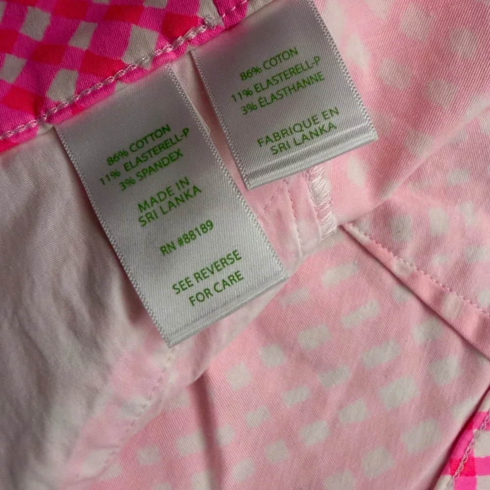 Lilly Pulitzer Callahan Shorts Women 6 Pink Gingham Check Neon Side Zip Stretch